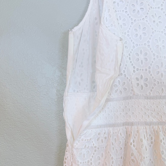 1901 Cotton White Eyelet Cottagecore Button Up Sleeveless Bohemian Midi Dress 12 - Picture 6 of 13